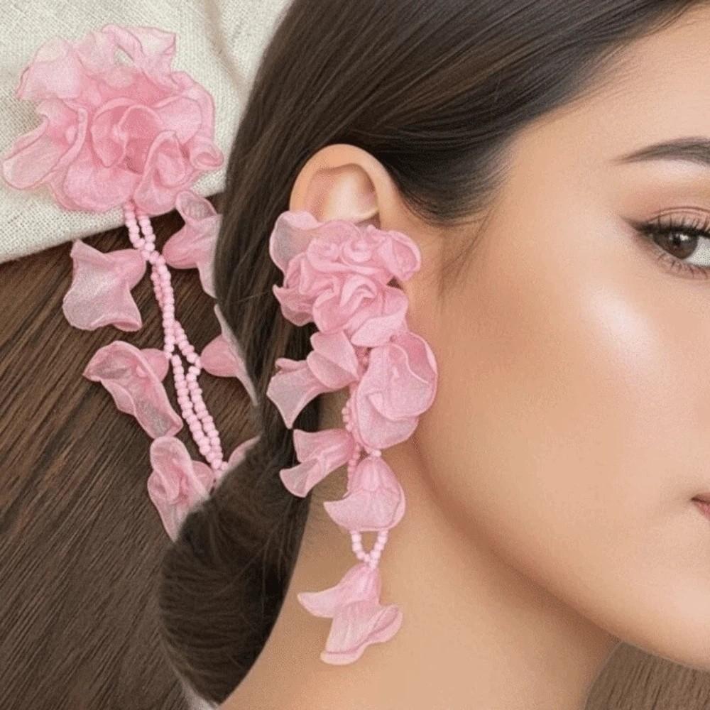 1 pair Bohemian Style Vacation Flower Eardrops Women Seaside Earrings  Festival Ear Accessories