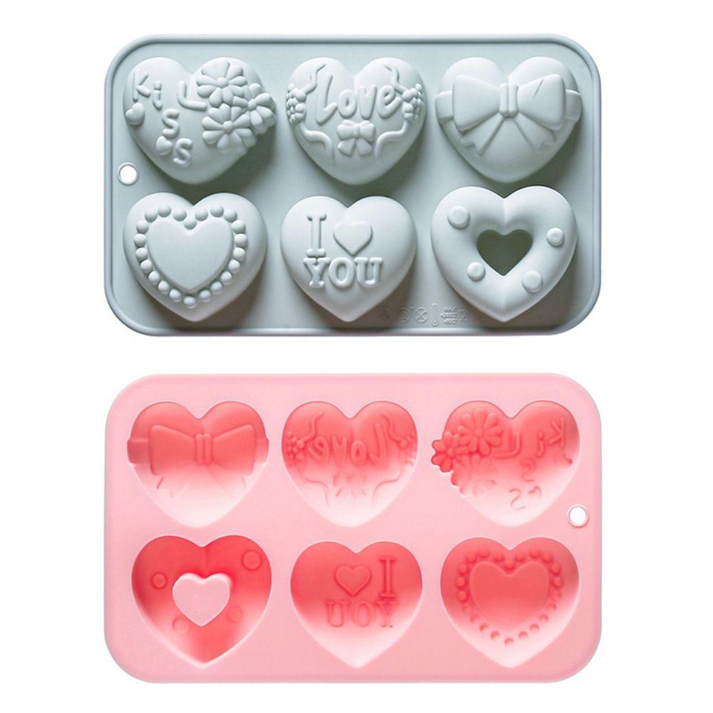 6-Vertiefungen Valentinstag Herz Schokoladenformen Handgemacht Romantisch DIY Süßigkeitenherstellungsformen Wiederverwendbar BPA-frei Herzförmige Form