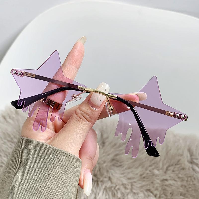 Pentagram Wassertropfenform Bunt Rahmenlos Beschnitten Sonnenbrille Ball Tränen Lustige Brillen
