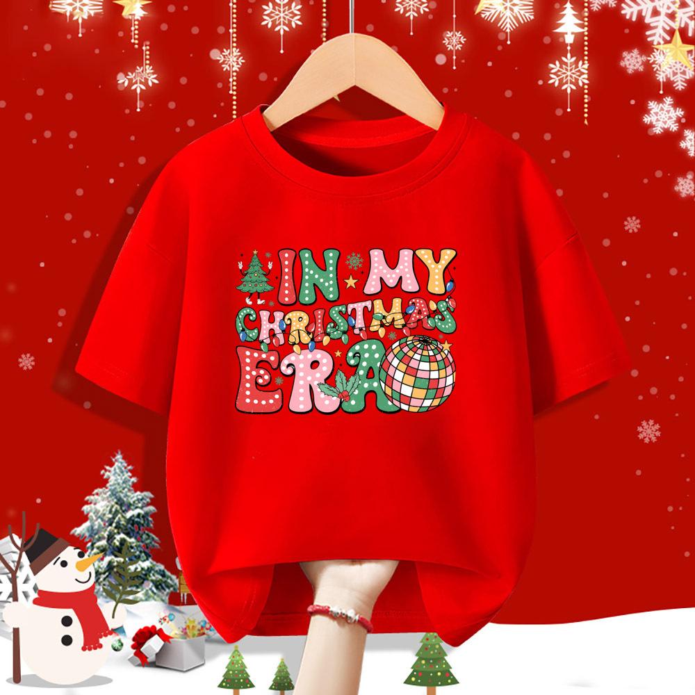 In My Christmas Era Print Kid T-shirt Casual Short Sleeve Round Neck Child Tees Shirt Christmas Day Holiday Childs Clothes