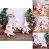 Adorable Pink Snowman And Reindeer Plush Figurines For Christmas Holiday Decor