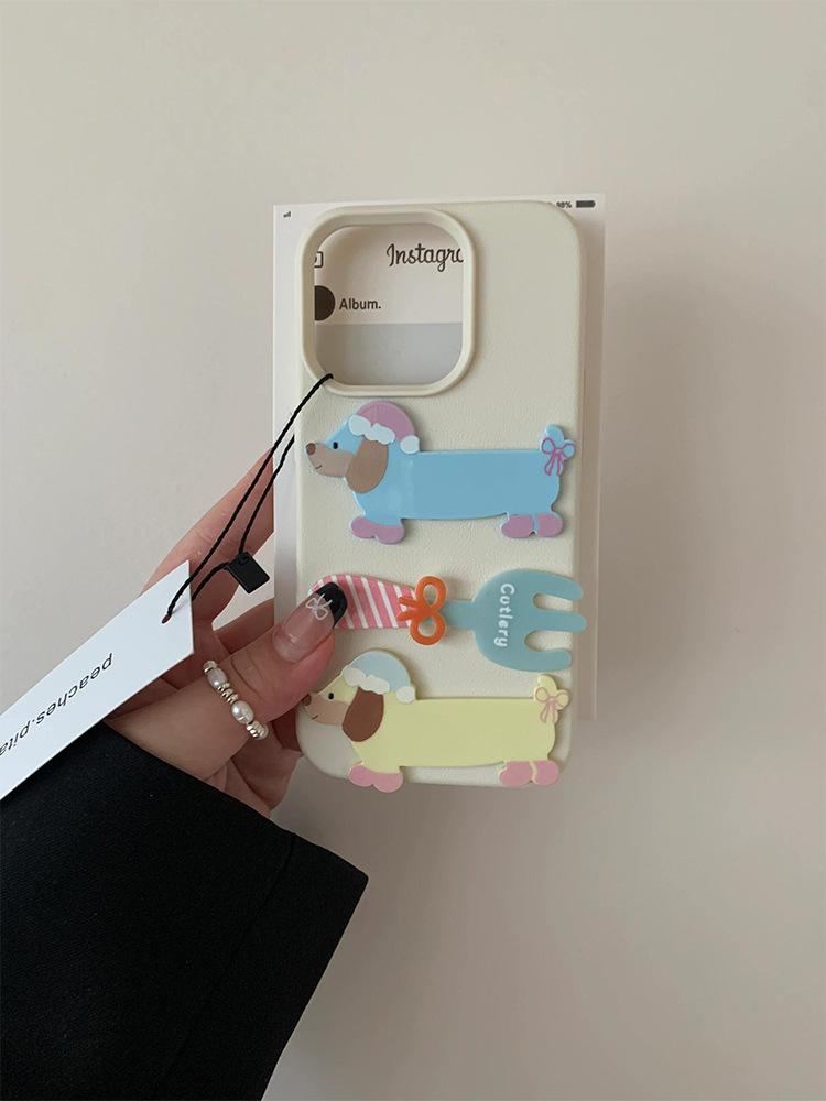 

Cute Three-dimensional Dachshund for IPhone16promax for Apple 14 Mobile Phone Case 13 New Style 12/15/11 For Apple 16plus