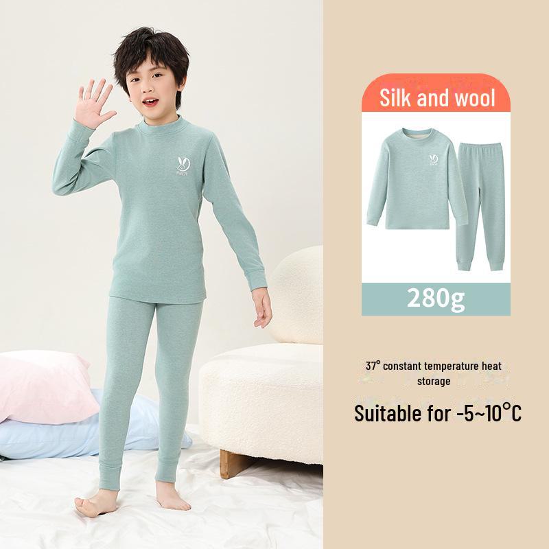 Sous-vêtements d'automne/hiver pour enfants: Ensemble de pyjama chaud de couche de base pour enfants - Vêtement d'intérieur sans coutures comprenant haut et bas