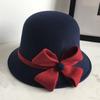 Women's Hat Autumn and Winter Woolen Top Hat European, American and British Women's Dome Basin Hat Elegant Versatile Four-leaf Flower Bucket Hat