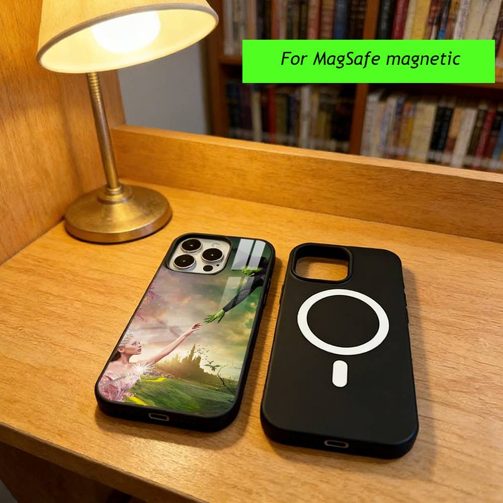 W-Wicked Green Pink Music Phone Case For iPhone17,16,15,14,13,12,11 Plus,Pro Magnetic For Magsafe Wireless Charging
