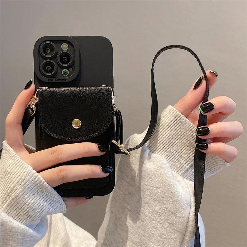 Wallet Leather Crossbody Neckband Lanyard Phone Case forXiaomi Redmi 14 10 13 12 Pro POCO F4 F5 Luxury Card Holder Cover