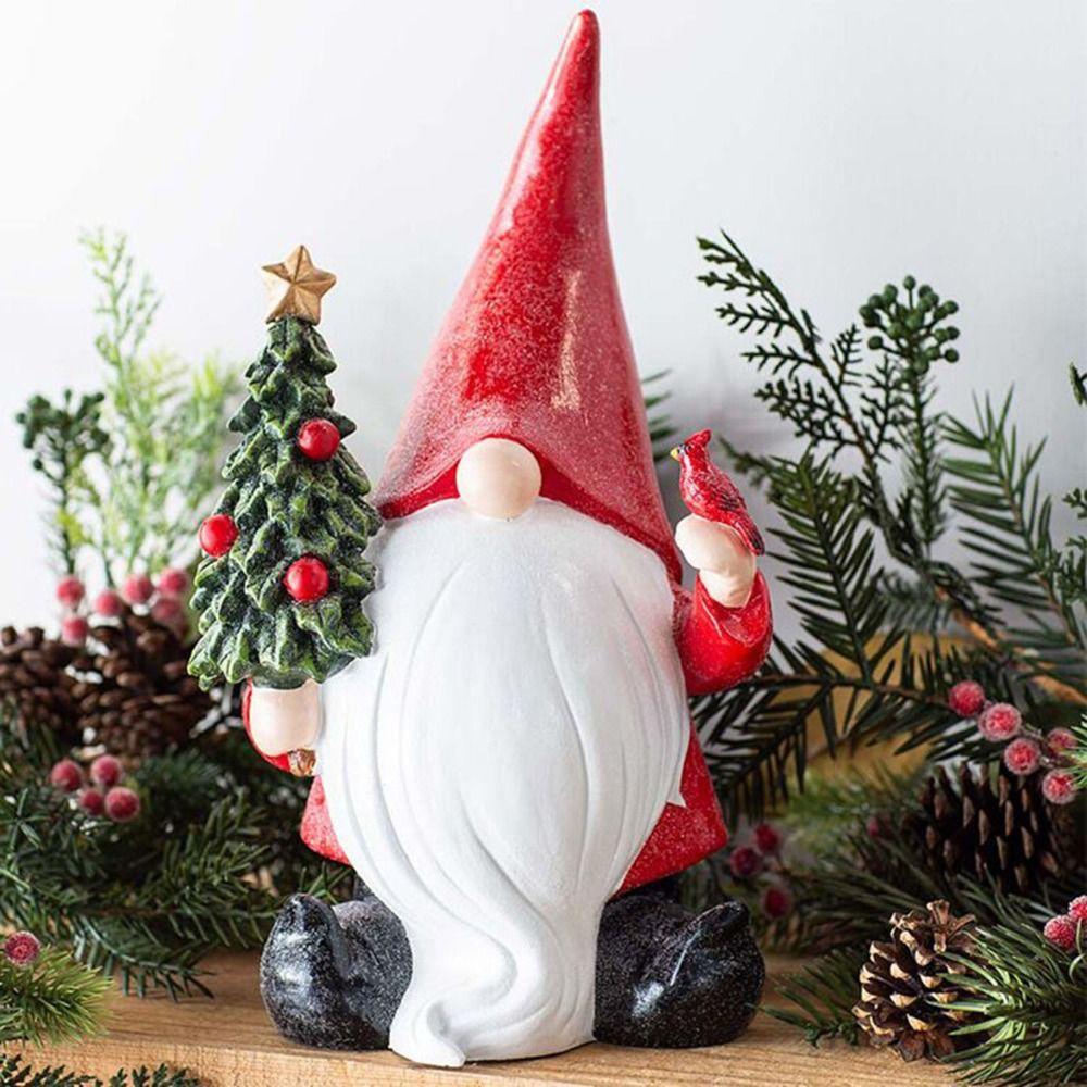Cute Christmas Santa Claus Statue Creative Gnome Decor Sculptures Crafts Dwarfs Figurines  Lawn