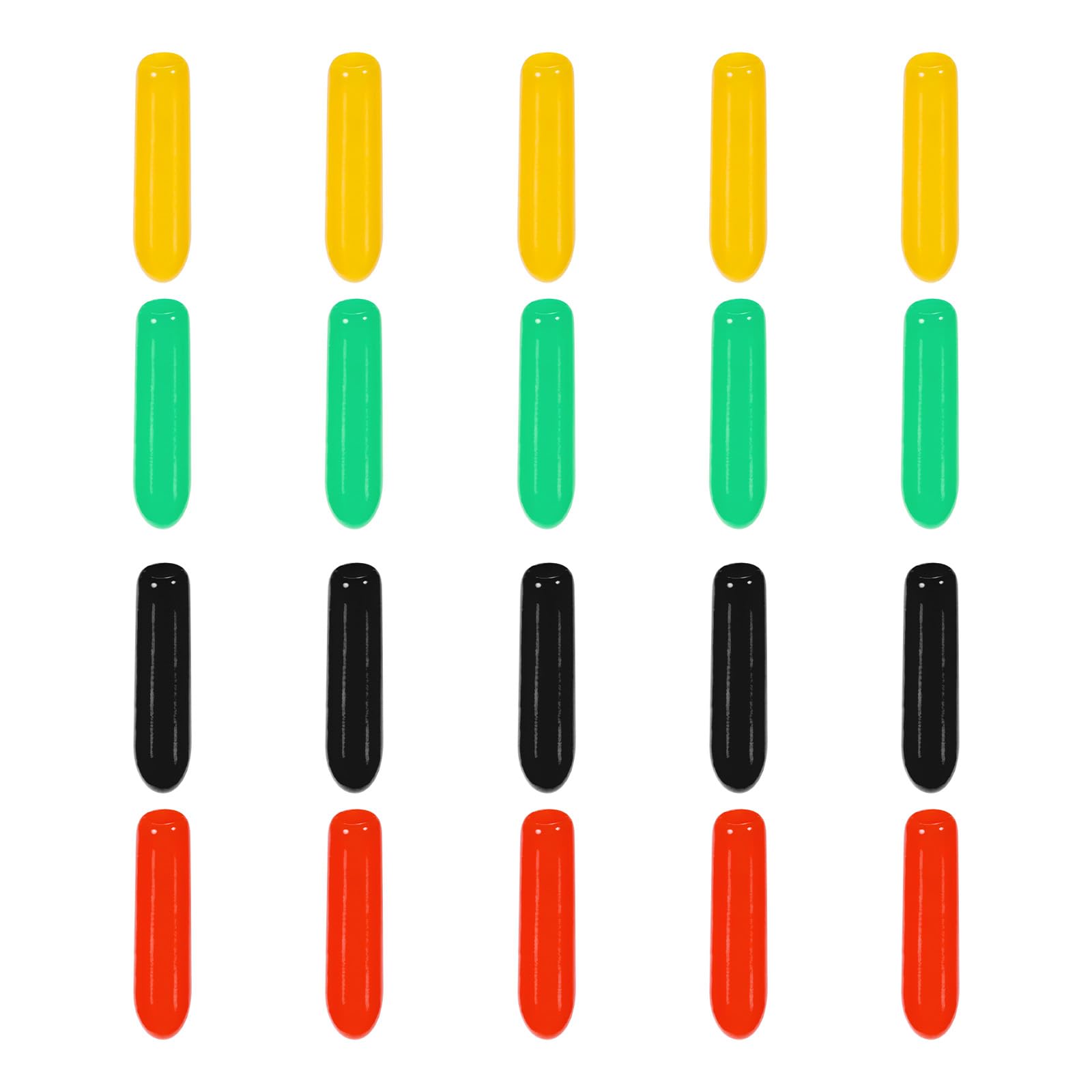 Rebower Rubber End Caps for Screw Protector Covers [For Screws and Bolts] - 1/16 (2mm) Inner Diameter/Black, Red, Yellow, Green/100pcs