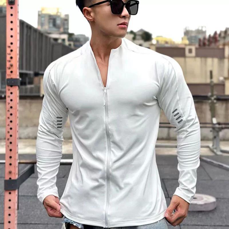Men's Compression T-shirt Muscle Zipper Shirts Light Weight Slim Fit Long Sleeve Workout Gym T-Shirts Soft Tees Bodybuilding