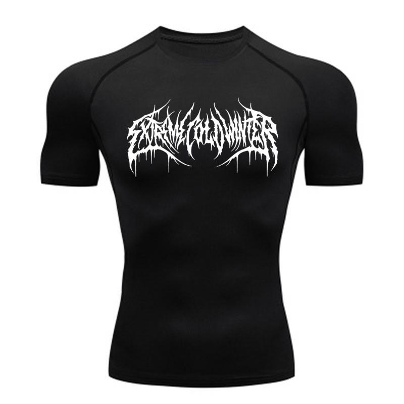 Printed Men's Tight T-Shirt Running Compression Compression T Shirt Gym Fitness Jogging Short Sleeve Male Casual Shirt Tops