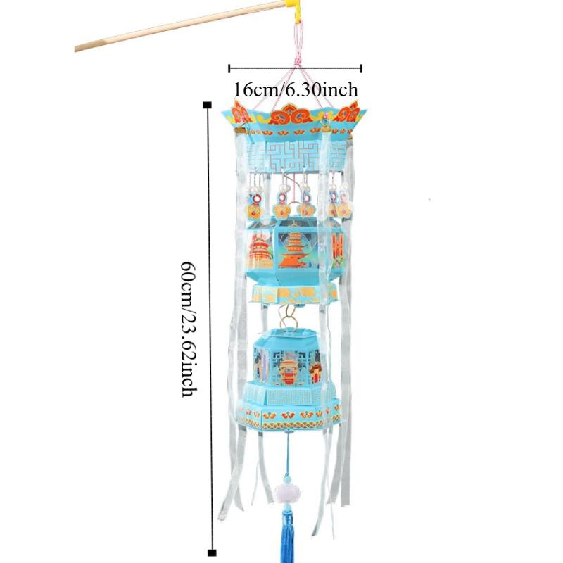 3D Middle Autumn Festival Lantern Paper Handmade Ancient Style Handheld Lantern Cartoon Luminous