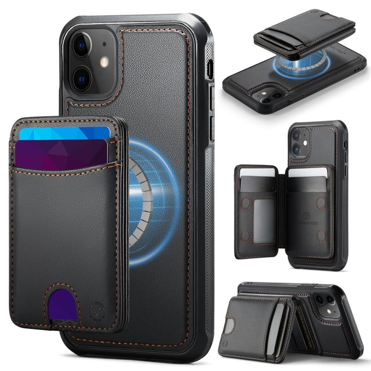 JEEHOOD J10 Flip Card Bag MagSafe Split RFID Leather Phone Case
