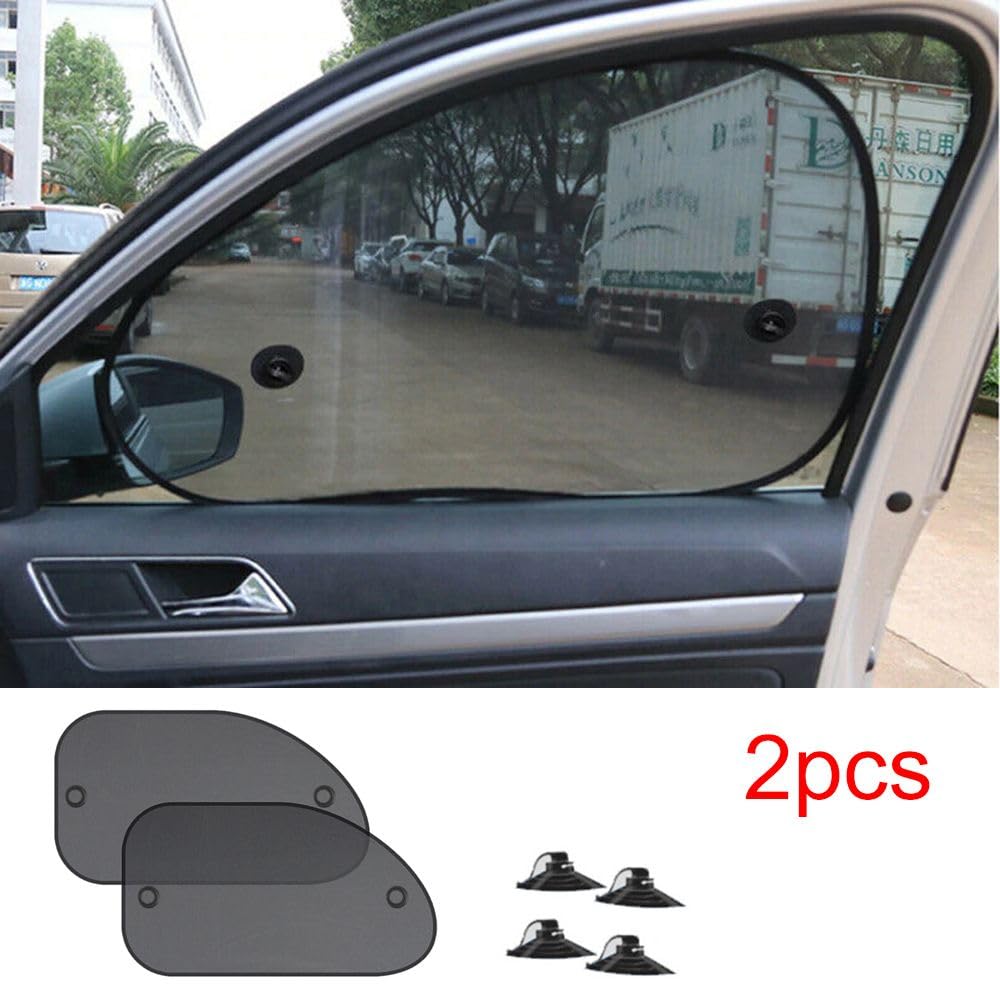 Qicarkey Side and Rear Window Auto Window Visor with Suction Cup Cling Mesh Car Sun Shade