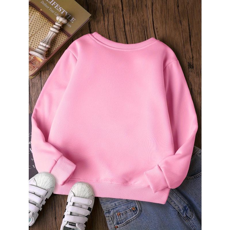 European sizes Kids' Stylish Round-Neck Sweatshirt, Casual Print Top