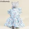 Formal Dress Cotton Cat Ruffle Dress Sleeveless Spring Summer Puppy Princess Skirt Breathable Comfortable Pet Dress Kitty