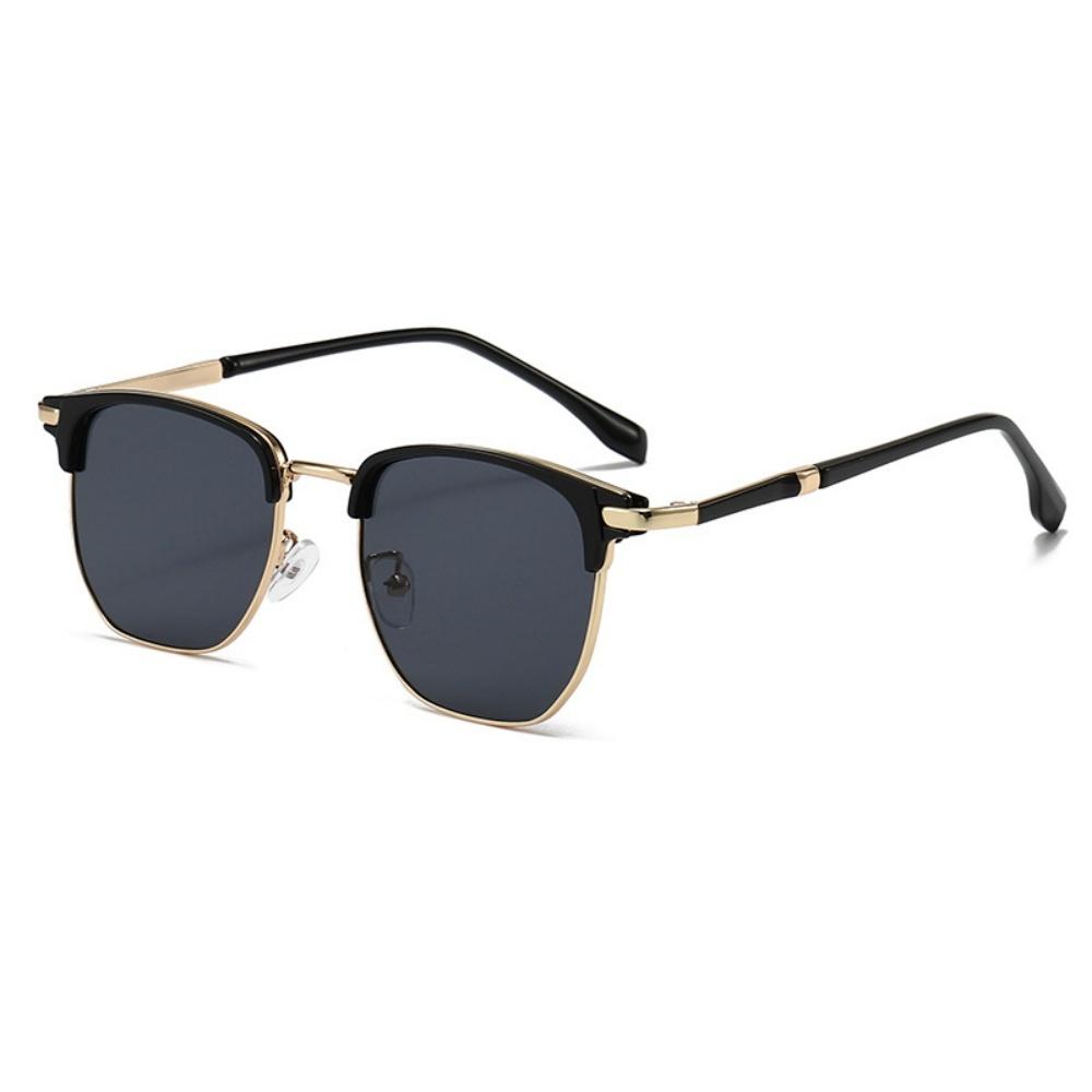 Vintage Half Frame Sunglasses for Women and Men Fashion Metal Sun Glasses UV400  Eyewear Travel Driving Sunscreen Glasses