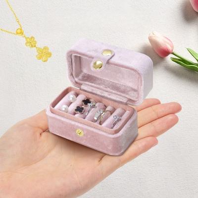 1pcs Flannel Ring Box Minimalist Portable Jewelry Organizer Compact Earring and Ring Storage Case for Small Accessories