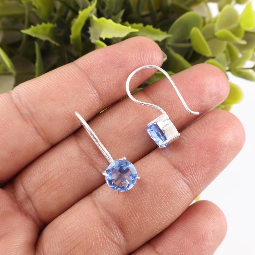 Tansanit Handgemachte Edelstein Ohrringe, 925 Sterling Silber Ohrringe Antik Schmuck, Ohrringe als Verlobungsgeschenk