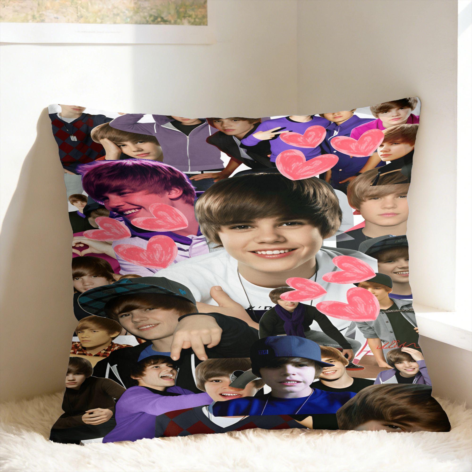 J-JustinS B-Bieber Pillow Case Square Pillow Cover Cute Funny Cushion Cover For Couch Sofa Bedroom 40x40cm