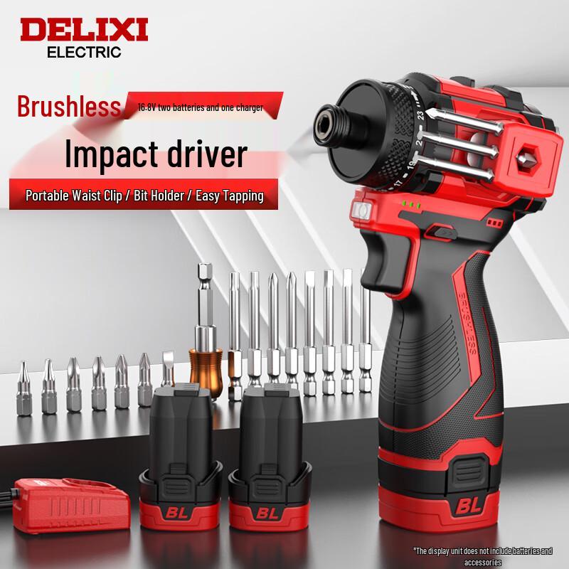 Delixi Electric Cordless Brushless Impact Driver Drill CN plug (adapter included)