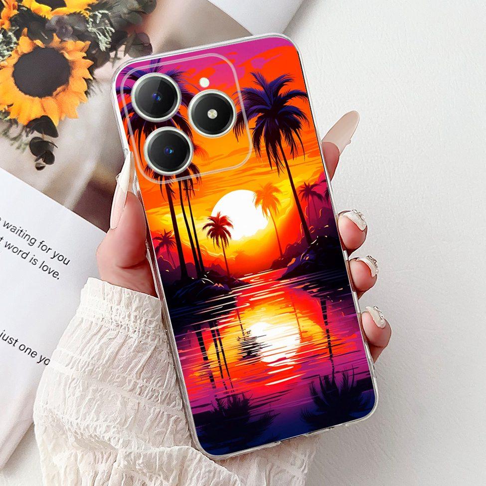 4G Clear For Realme Note 60 Case RMX3933 Luxury Butterfly Love Flowers Cool Lion Painted Phone Case For Realme Note 60X RMX3938