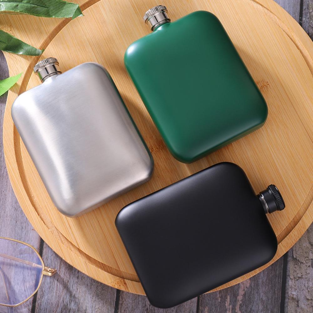 Rectangular 6oz Wine Flagon 304 Stainless Steel Whiskey Pot Mini Pocket Hip Flask Camping