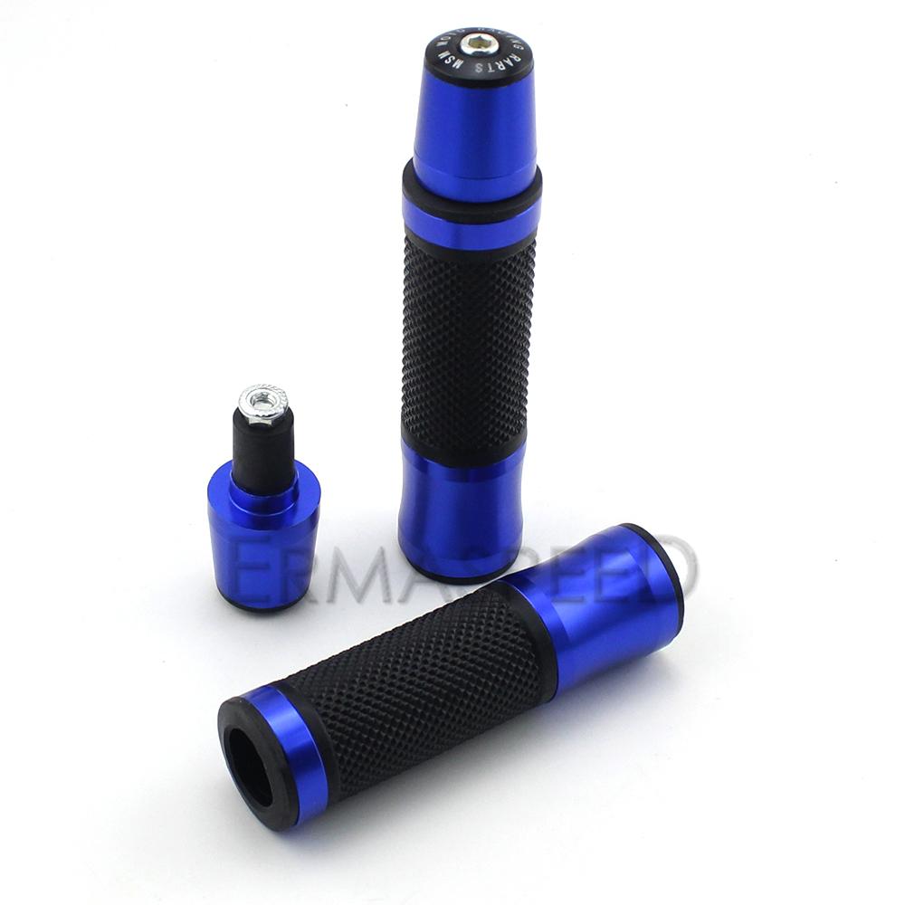 Poignées de Guidon de Moto 7/8 pouces Avec Embout de Guidon Racing Moto CNC Aluminium&Caoutchouc Poignées de Guidon de Moto