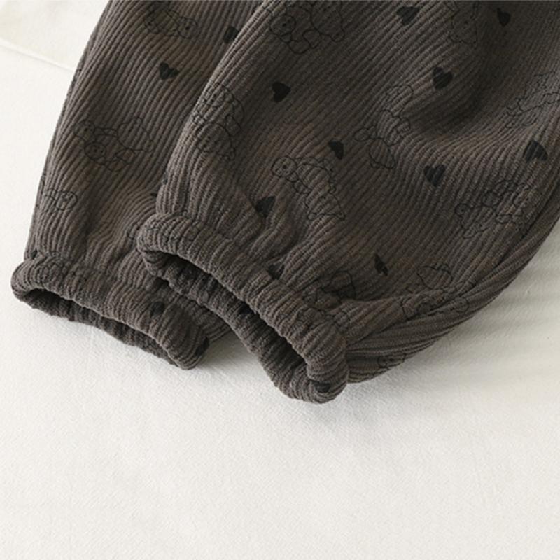 Baby Girls Boys Warm Fleece Kids Printed Pants Thicken Warm Plus Velvet Trousers Autumn Winter Children's Clothing Korean Style