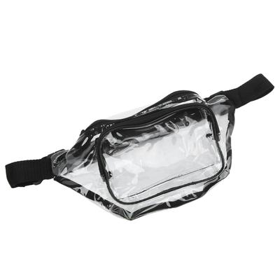 Transparent Fanny Pack PVC Water Resistance Zipper Multipurpose Waist Bag for Travel Black