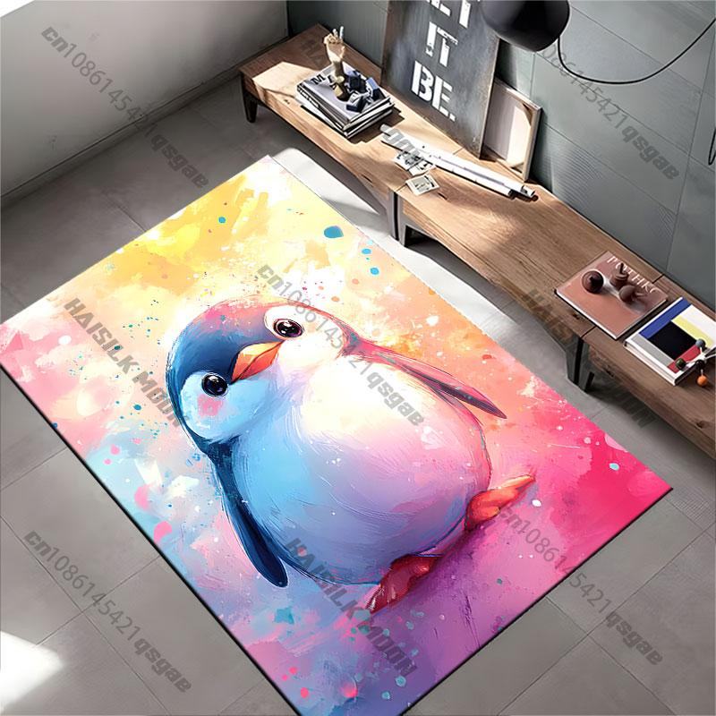 Süßer Pinguin lebendige bunte Kunstwerk Teppich Yoga Wohnzimmer Raumdekoration Kinder Krabbelmatte Fußmatte Bereichsteppich