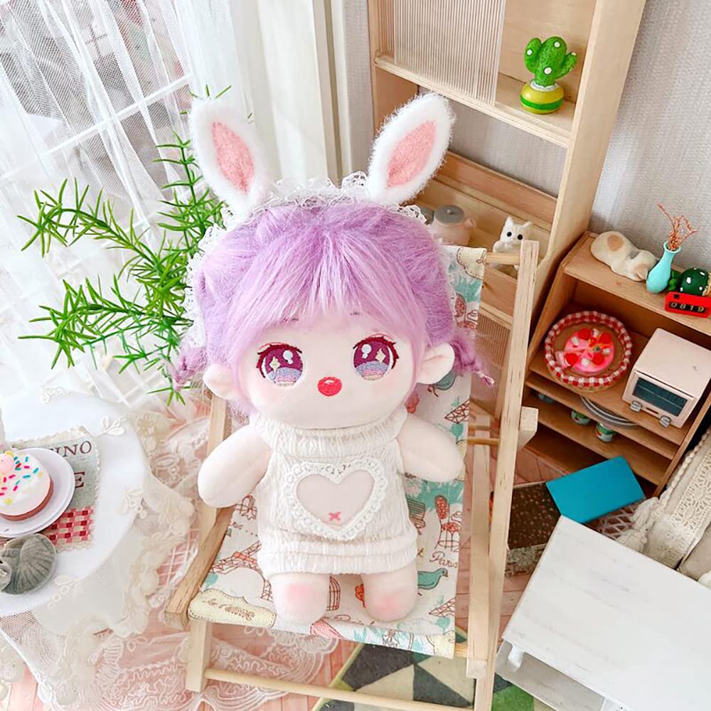 Niannyyhouse 20cm Plush Clothes, Cutout Heart-Shaped Backless Sweater, Cotton Doll Clothes, Dress-Up (A2-White)