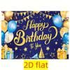 Banner de Cumpleaños Feliz 2D Azul Dorado Tablero de Fondo para Decoración de Cumpleaños de Hombres