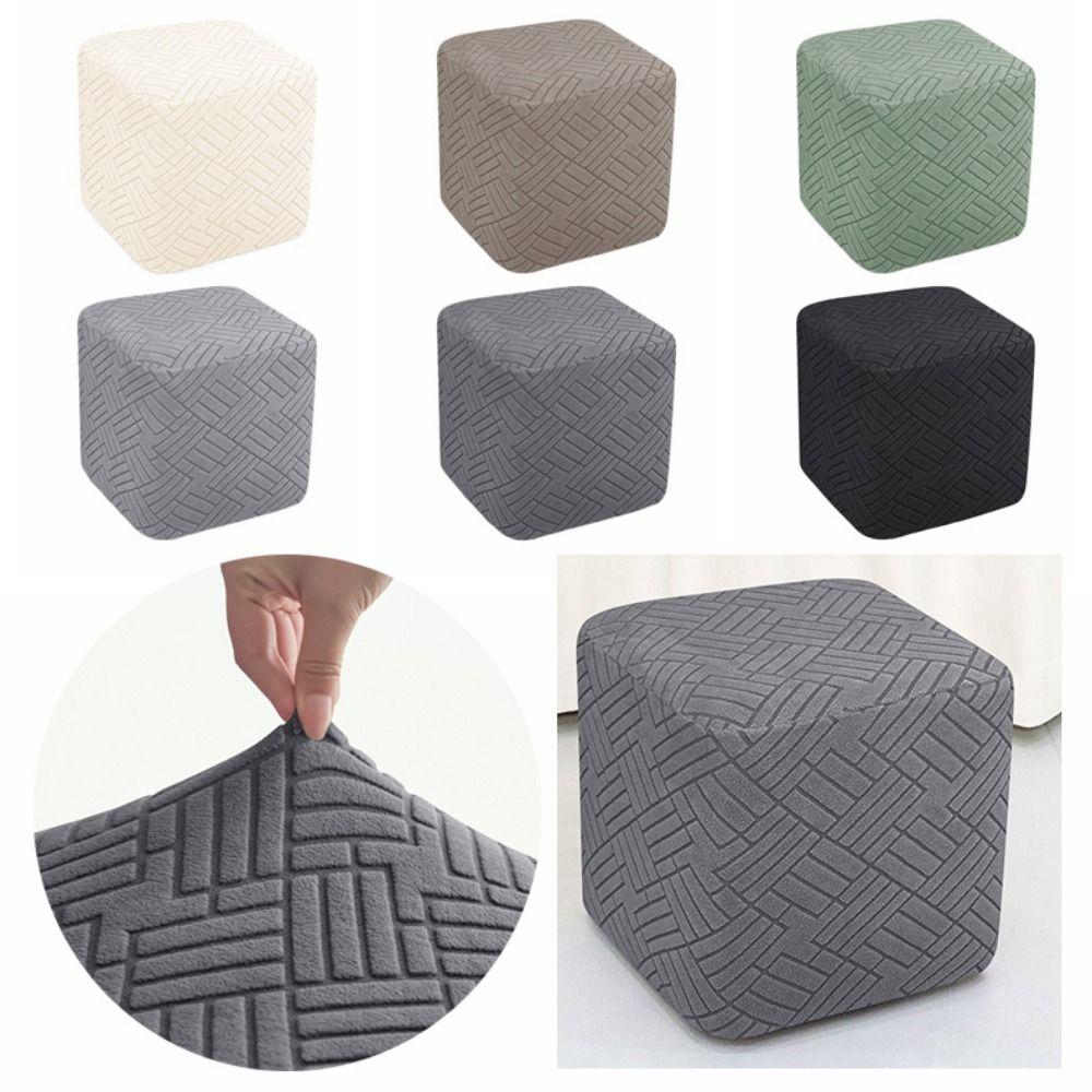 Stretch Ottoman Footstool Cover Jacquard Square Foot Stool Nordic Stool Cover Home
