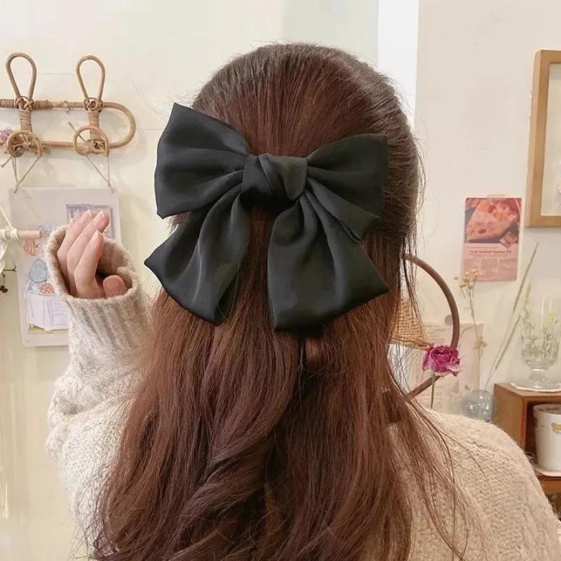 Big Hair Bow Ties Hair Clips Satin Two Layer Butterfly Bow For Women Bowknot Hairpins Trendy Girls Hair Accessories Barrettes
