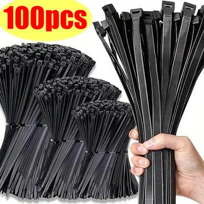 100Pcs Nylon Cable Ties Adjustable Self-locking Cord Ties Straps Fastening Loop Reusable Plastic Wire Ties For Home Office