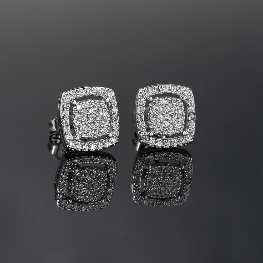 

Classics Stud Earrings Simple Geometry Filled Rhinestone Iced Out Zircon Ear Studs Men Women Hip Hop Jewelry Accessories OHE164