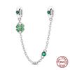 Dragonfly Charm 925 Silver Original Bee Safety Chain Sparkle Zircon Clip Charms Fit Bracelet DIY Jewelry For Women Wedding Gift