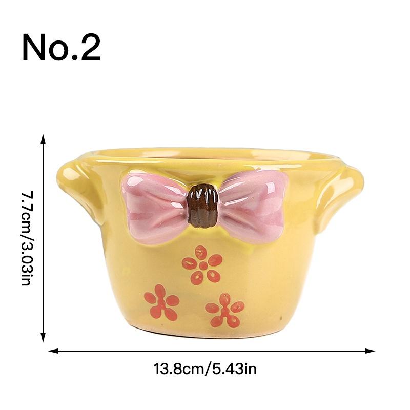 

Милый бант цветочный горшок сочный горшок керамический горшок домашний декор настольные украшения бонсай горшок украшение сада No.2
