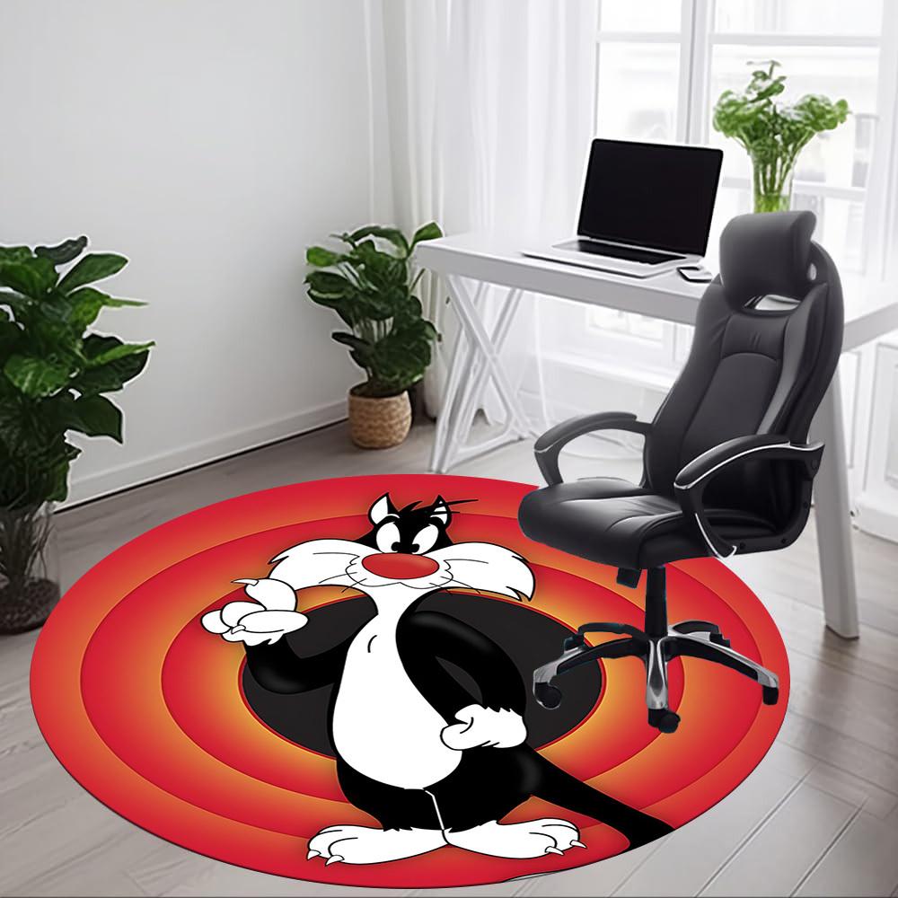 1pc Looney Tunes Sylvester Cat Office Round Area Rug, Under Office Chairs Bedroom Living Room Home Decor, Available in Various Sizes1