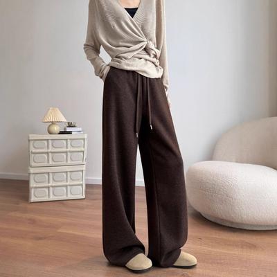 Acetate Wool Casual Pants Autumn and Winter Women's Narrow Straight Wide-leg Pants Premium Drape Trousers