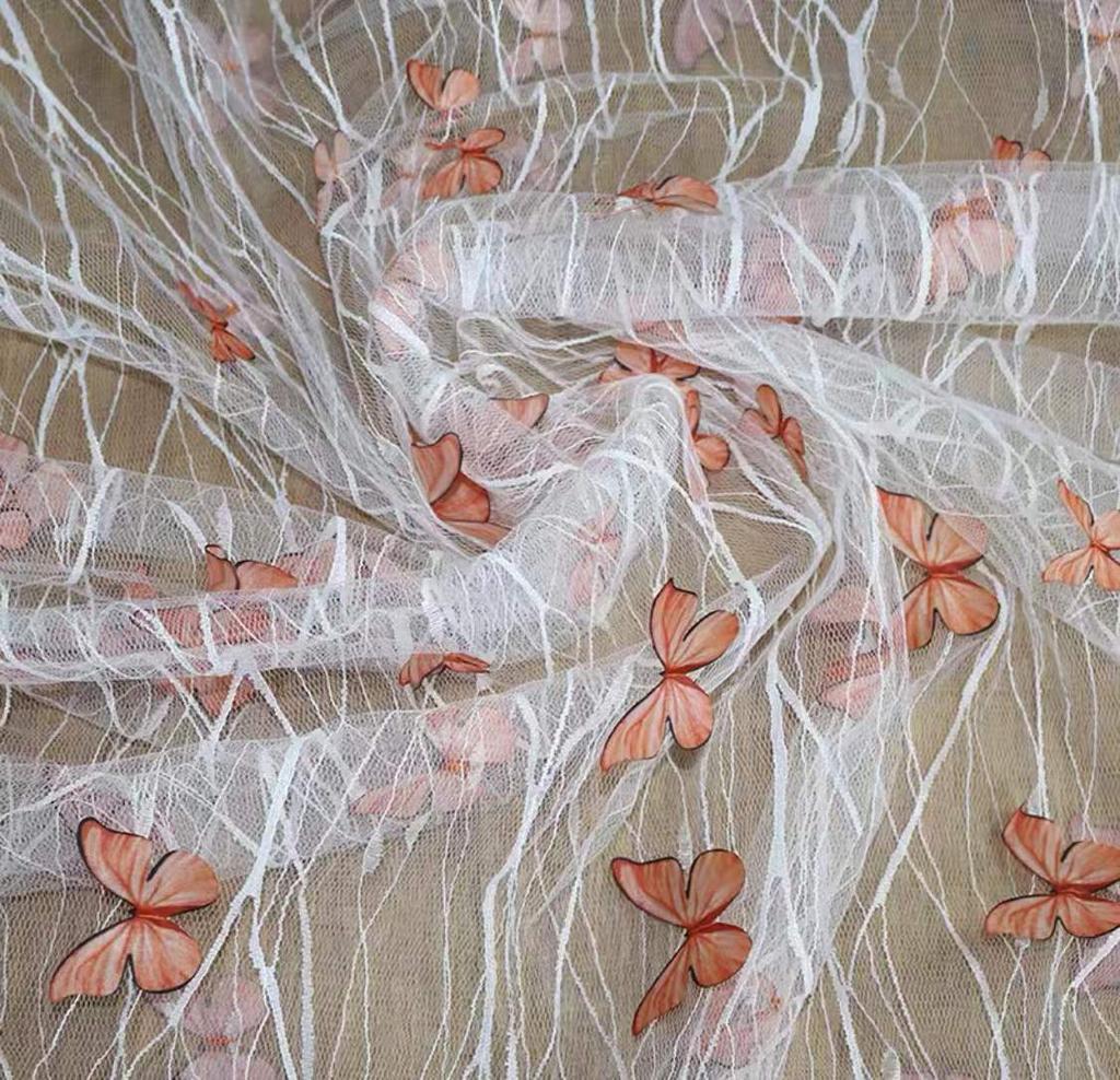Three-Dimensional Butterfly Fixed Flower Spider Web Yarn Black Yarn Lace Embroidered Lace Children'S Clothing Hanfu Dress Fabric Decoration
