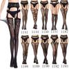 Elasticità Collant Sexy da Donna in Rete Floreale a Coscia con Taglio Lavorazione a Rete Bodycon Lingerie Collant Slim in Pizzo