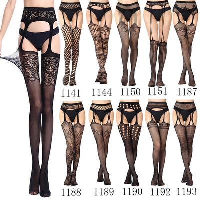 Elastizität Damen Blumengitter Sexy Strümpfe Oberschenkelhoch Cut-out Bodycon Dessous Schlanke Spitze Strumpfhosen