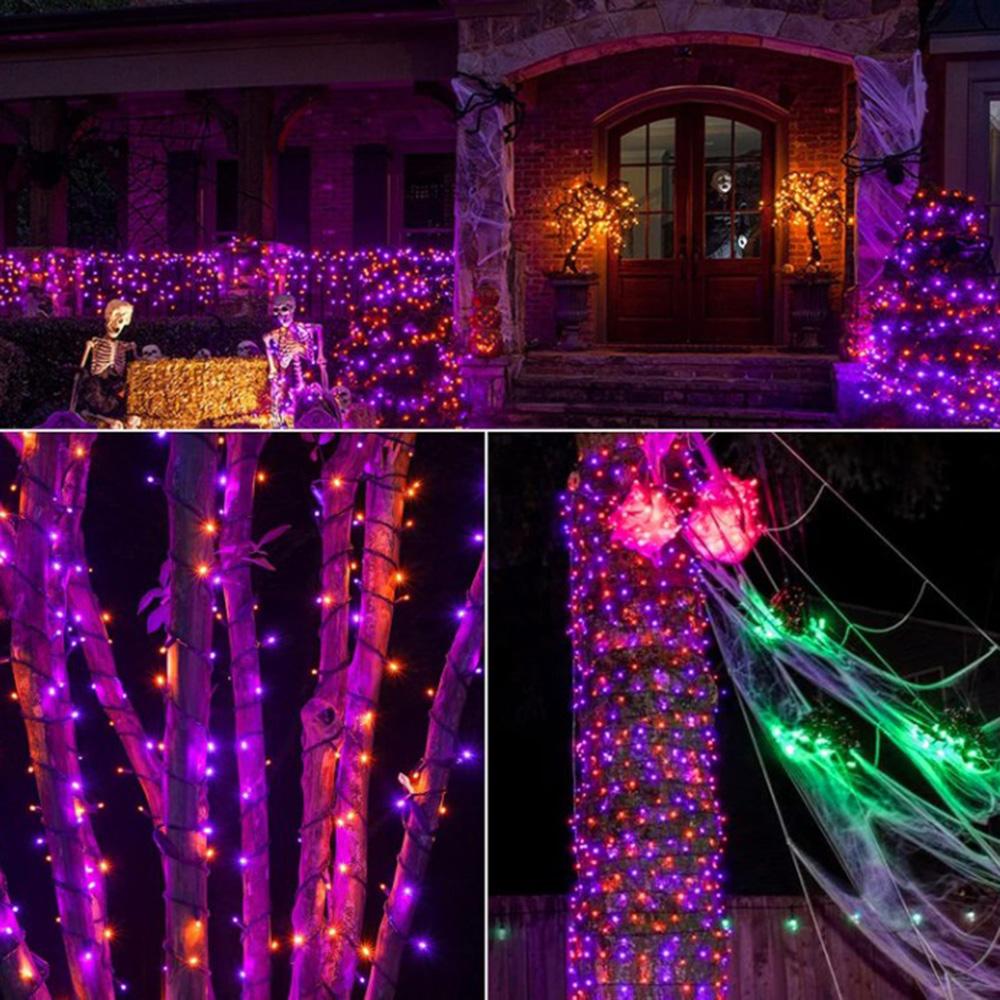 LED Purple Orange Halloween String Lights Fairy Lights Outdoor For Terrace Garden Street Home Christmas New Year Party Decor
