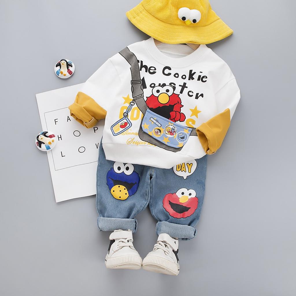 Baby Toddler Loose Fashionable Two-piece Sports Sweatshirt Suit For Boys