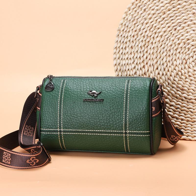 New women's bag wide shoulder strap retro soft leather pillow bag fashionable large capacity shoulder messenger bag