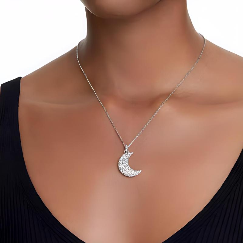 Swarovski Sublima LUNA Crescent Gold Plated Necklace Men and Women Same Style Couple Style Silver 5674895