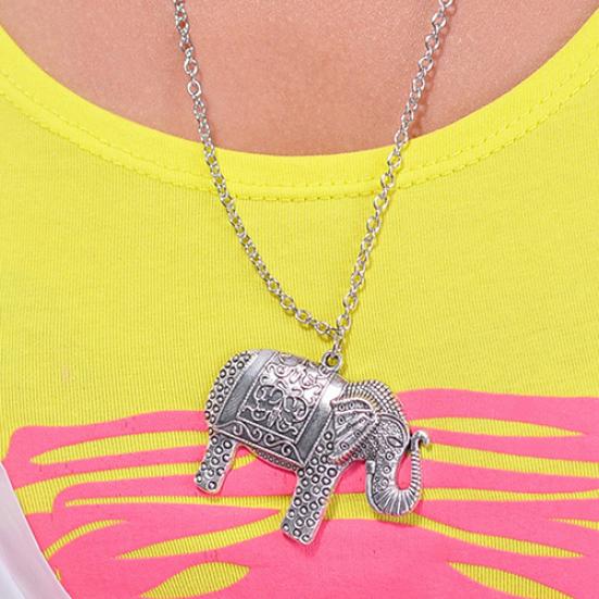 Charme elegante Mode Elefant Anhänger Pullover Kette Retro Silber Farbe Halskette