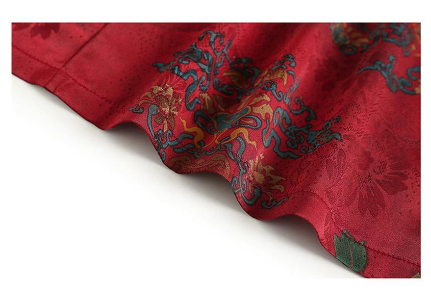 Festive Red Tang Suit Shirt for Elderly Women - Chinese Style Mother's Summer Wedding Attire