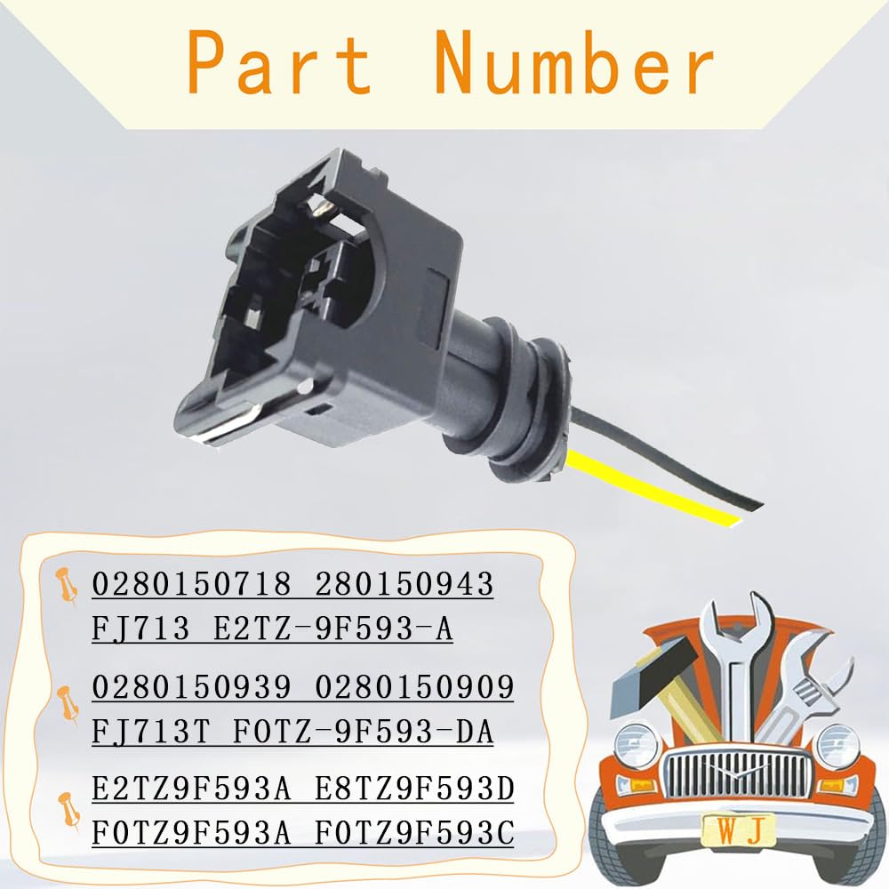 8Pcs Fuel Injectors Connector Plug Harness Pigtail Replacement for Ford Compatible with F150 F250 F350 E150 E250 Mustang Expedition Lincoln Mercury